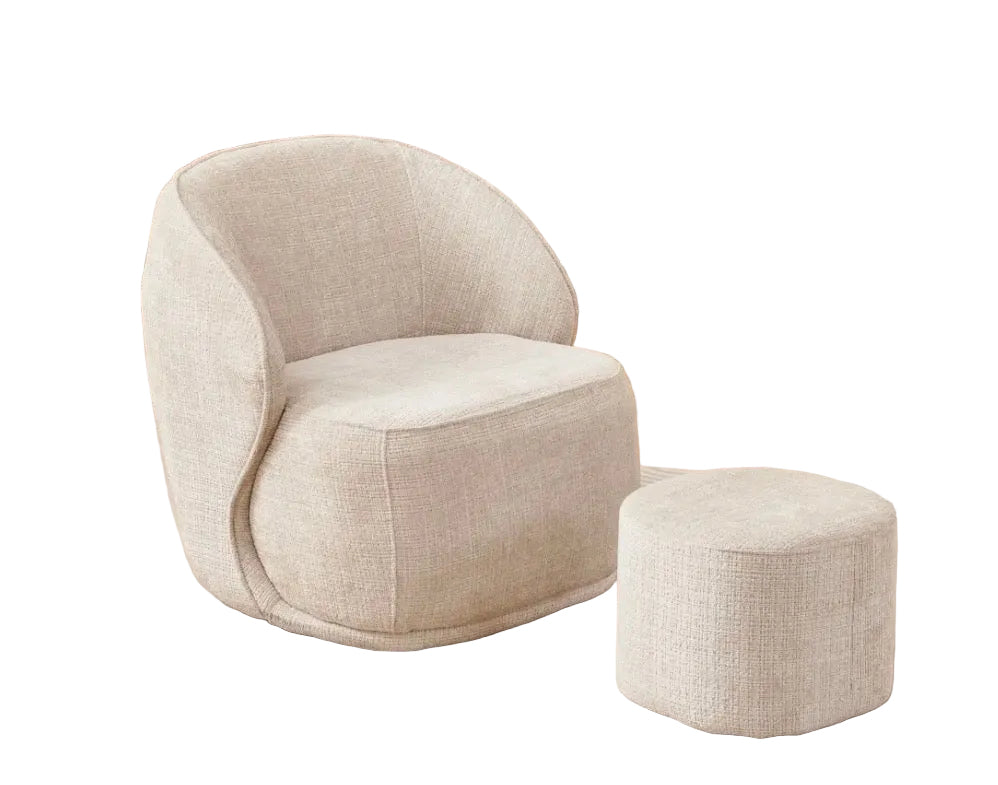 Fauteuil Pivotant Elsa + pouf Marbella