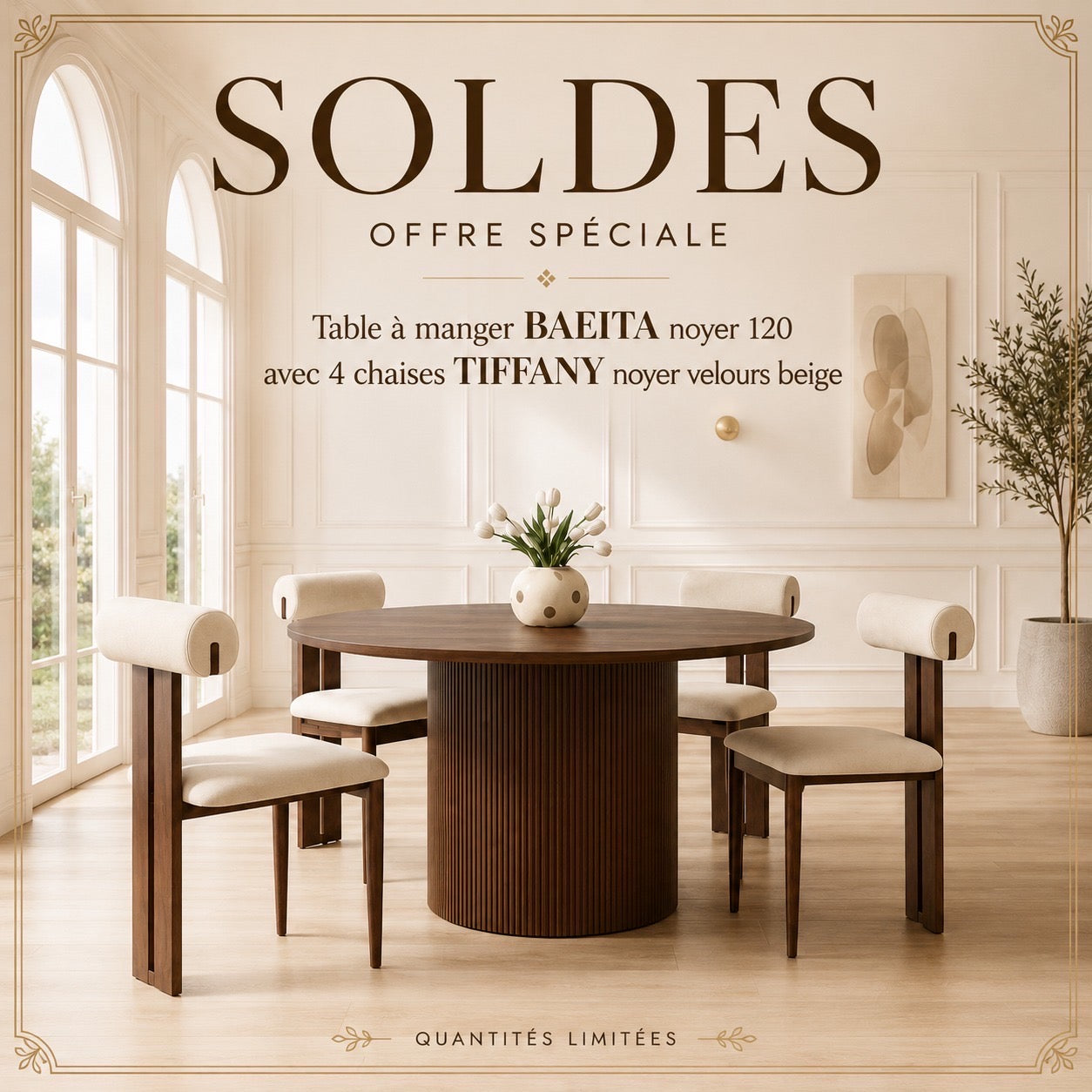 Pack table repas + 4 chaises Baieta