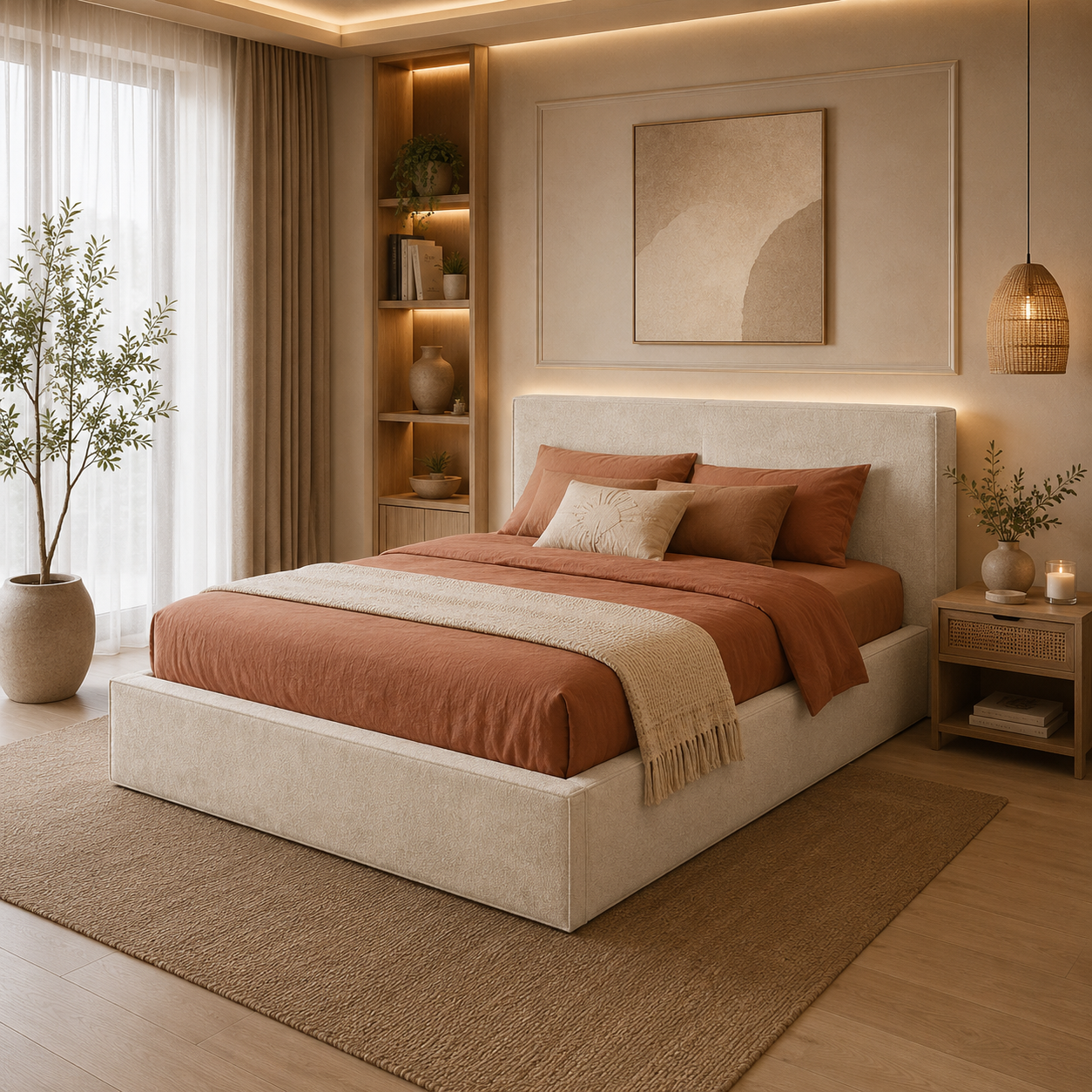 Lit Coffre Olivia Beige