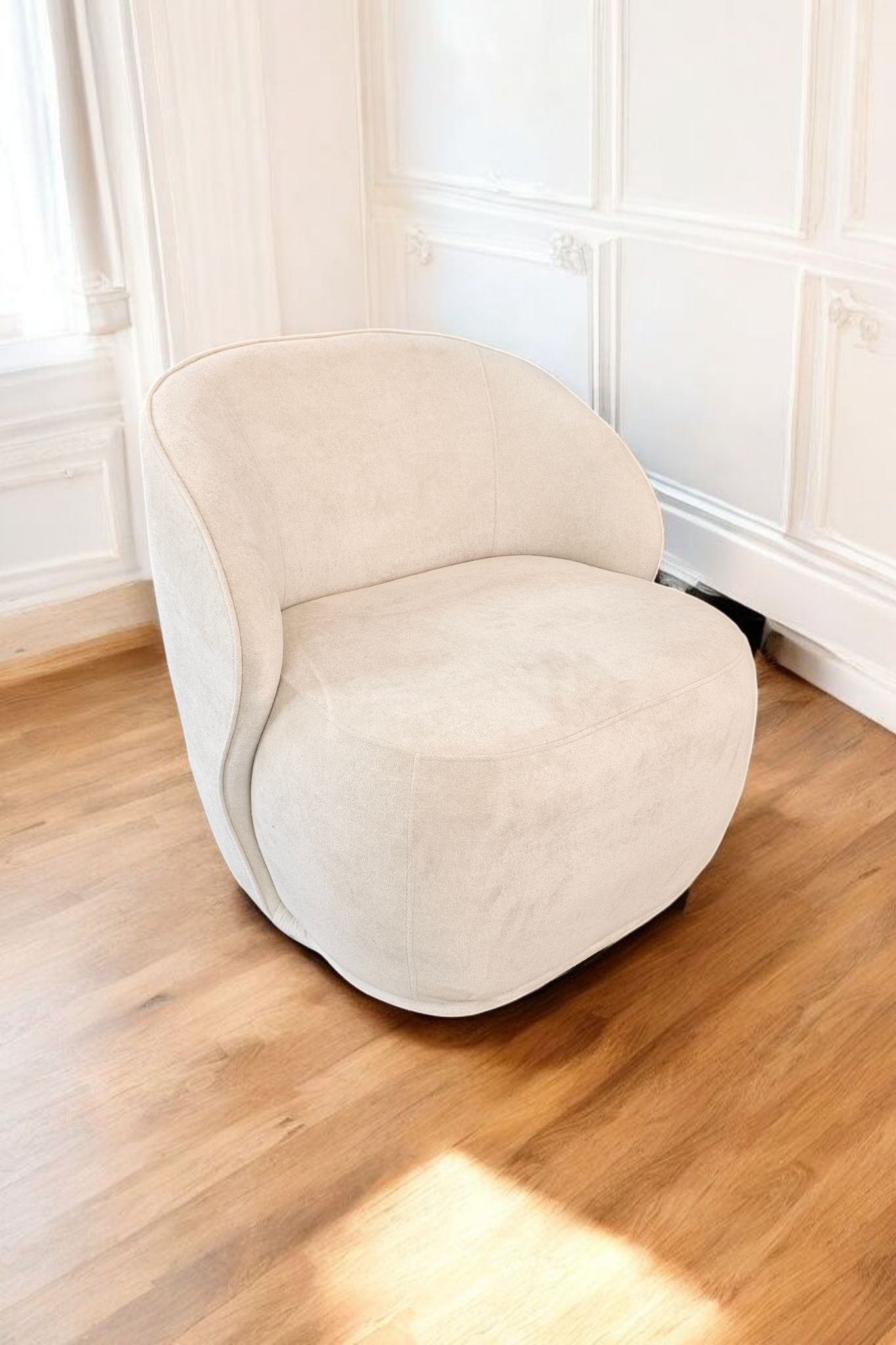 Fauteuil Pivotant Elsa Beige + pouf