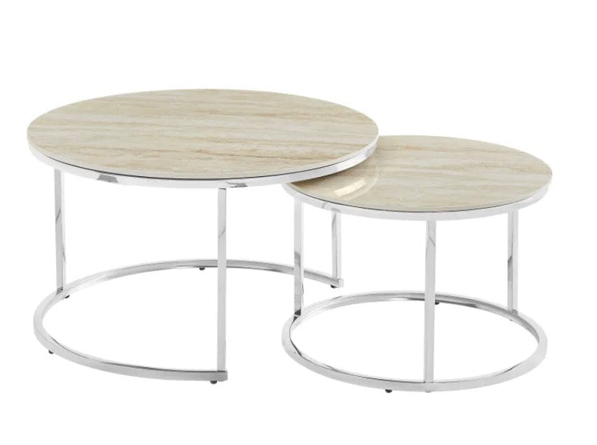 Table Basse Gigogne Céramique Travertin