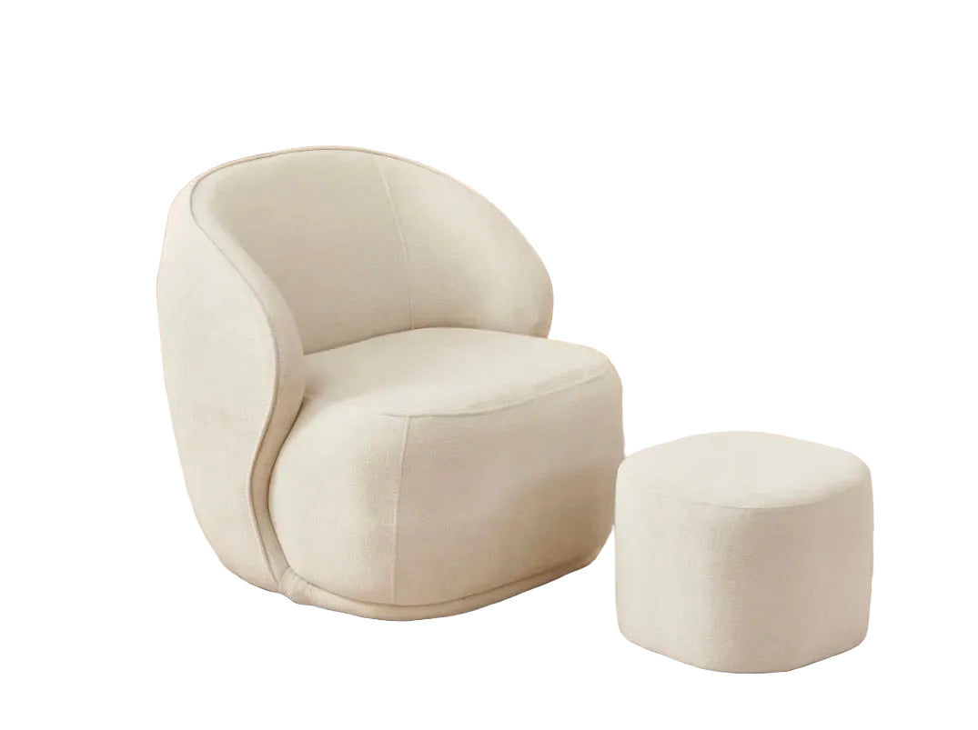 Fauteuil Pivotant Elsa Beige + pouf