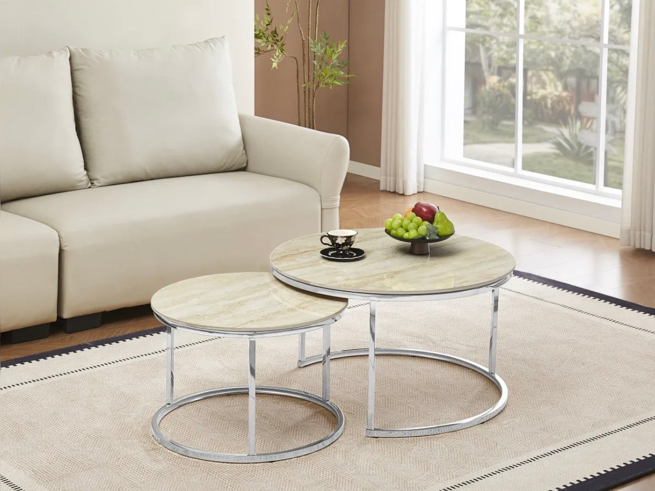 Table Basse Gigogne Céramique Travertin