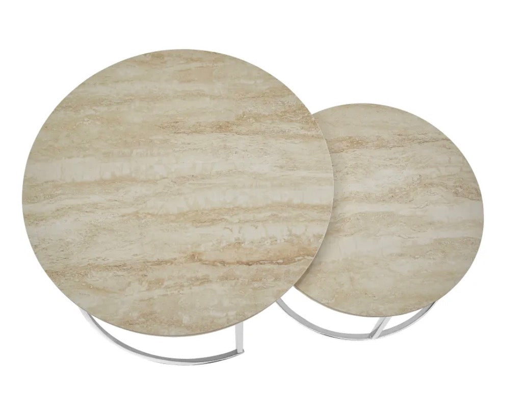 Table Basse Gigogne Céramique Travertin