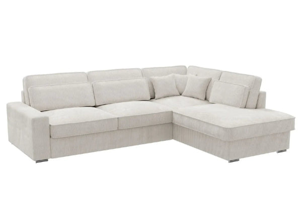 Canapé d'angle Bristol côtelé Blanc cassé