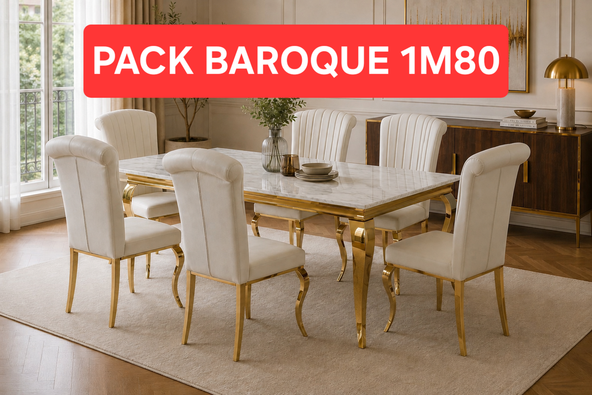 Pack table repas + 6 chaises Baroque