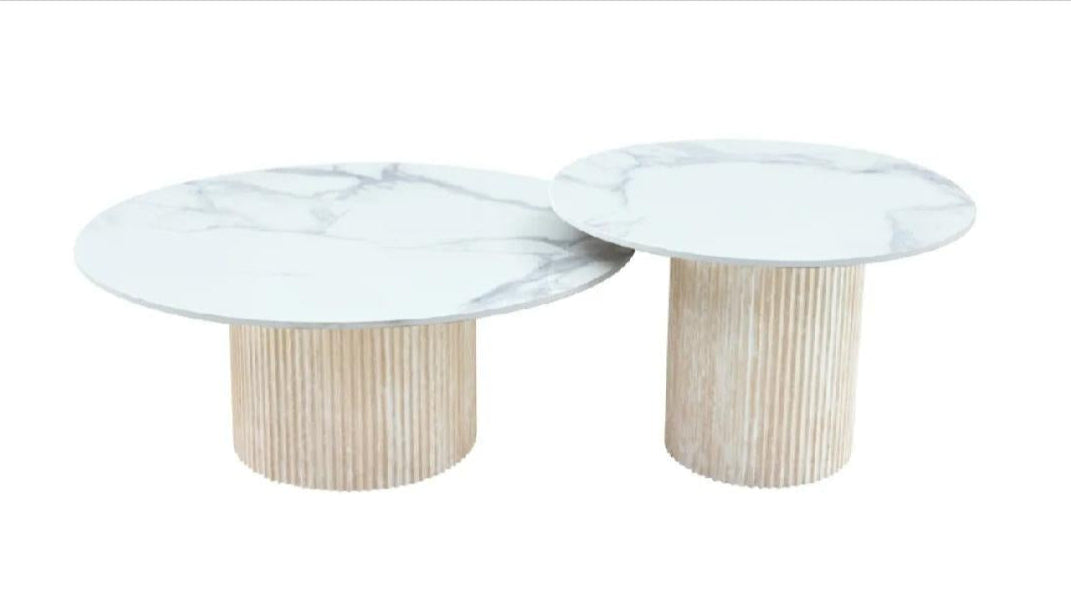 Table basse Gigogne Mina Beige Marbre